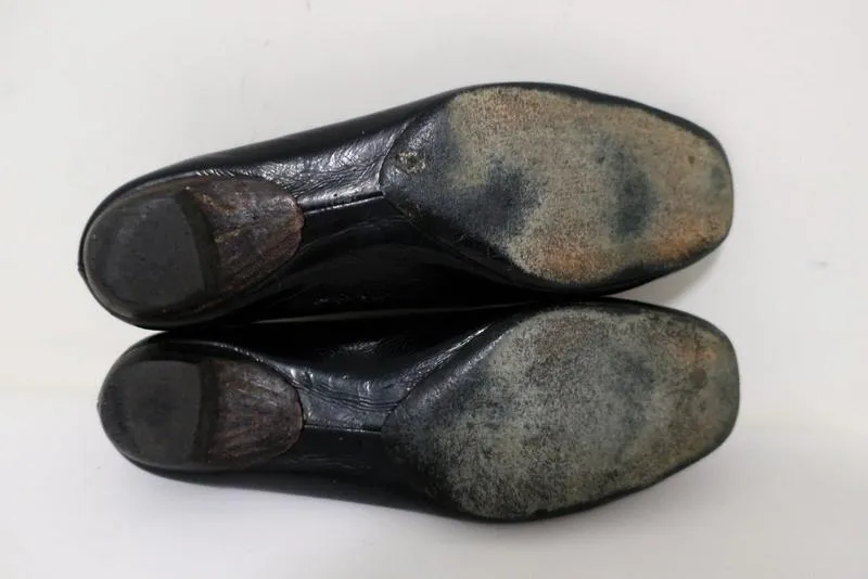 Chloe Ballet Flats Black/Navy Grosgrain-Trim Patent Leather Size 37