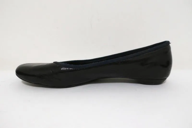 Chloe Ballet Flats Black/Navy Grosgrain-Trim Patent Leather Size 37