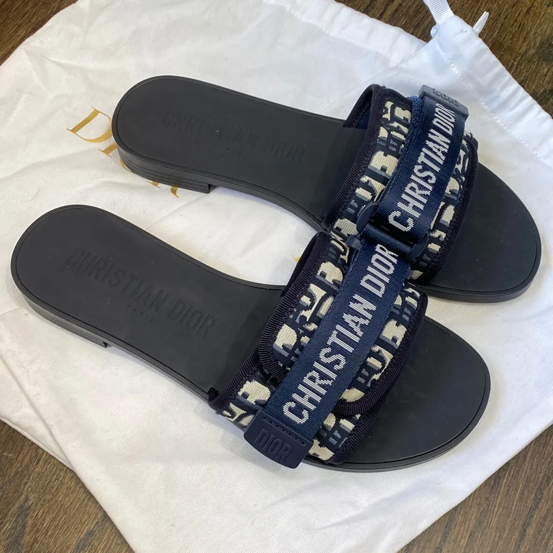 Christian Dior Evolution Rubber Bottom Logo Velcro Slide Sandal
