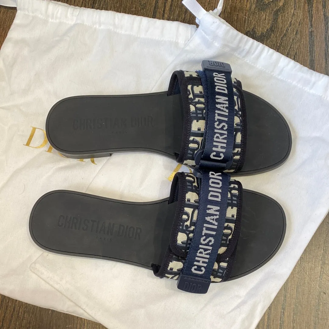 Christian Dior Evolution Rubber Bottom Logo Velcro Slide Sandal