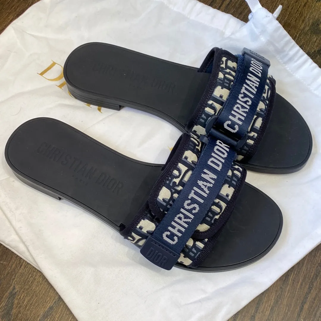 Christian Dior Evolution Rubber Bottom Logo Velcro Slide Sandal