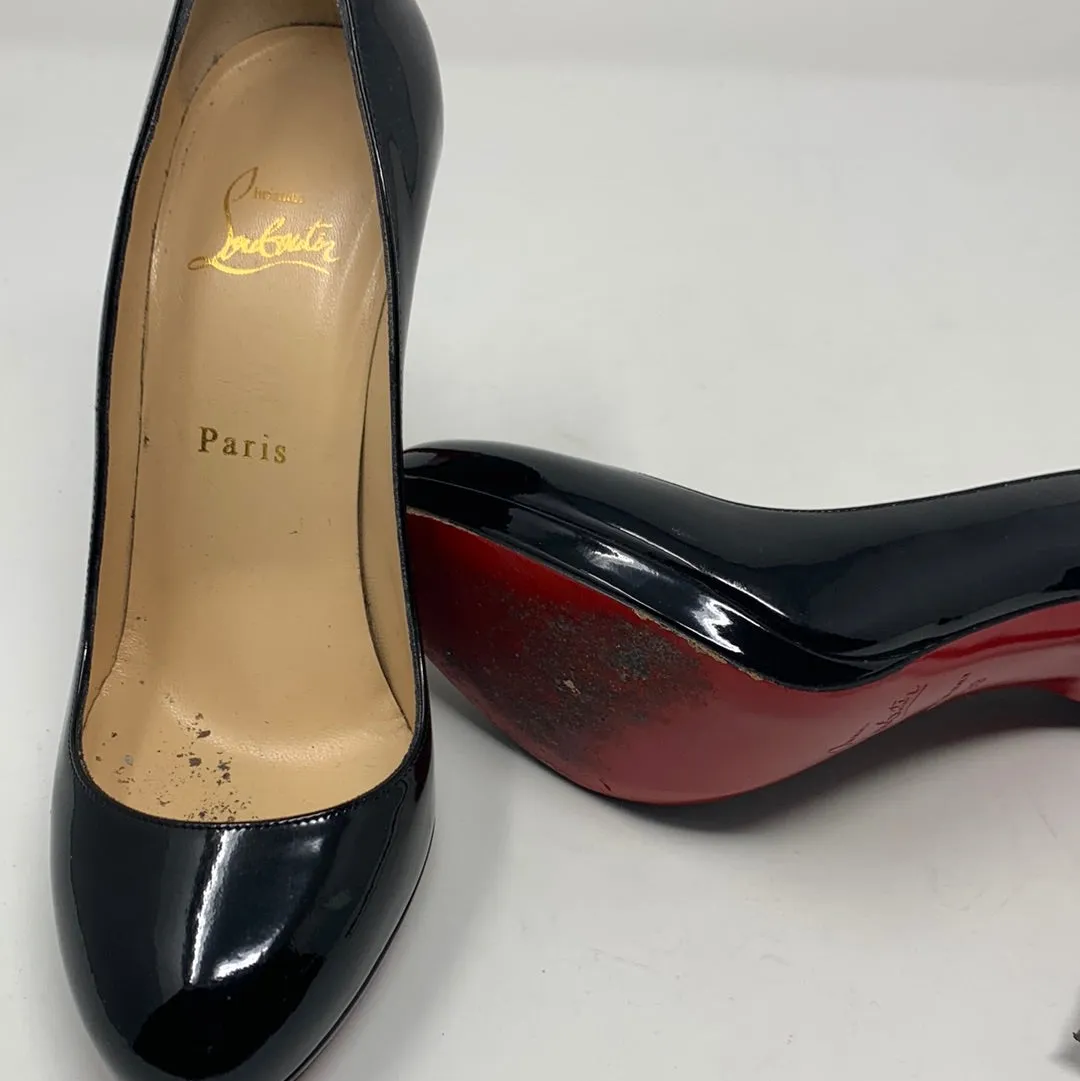 Christian Louboutin Black Patent Patent Leather Platform Pump 100mm
