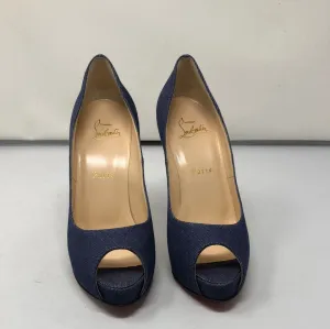 Christian Louboutin Dark Denim Peep Toe Platform Heel