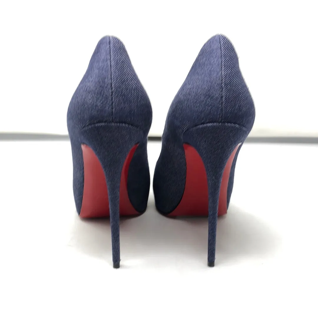 Christian Louboutin Dark Denim Peep Toe Platform Heel