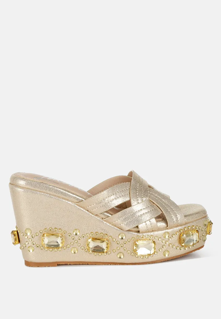 Chunky Diamante & Rhinestone Cut-Out Sandals by RUW