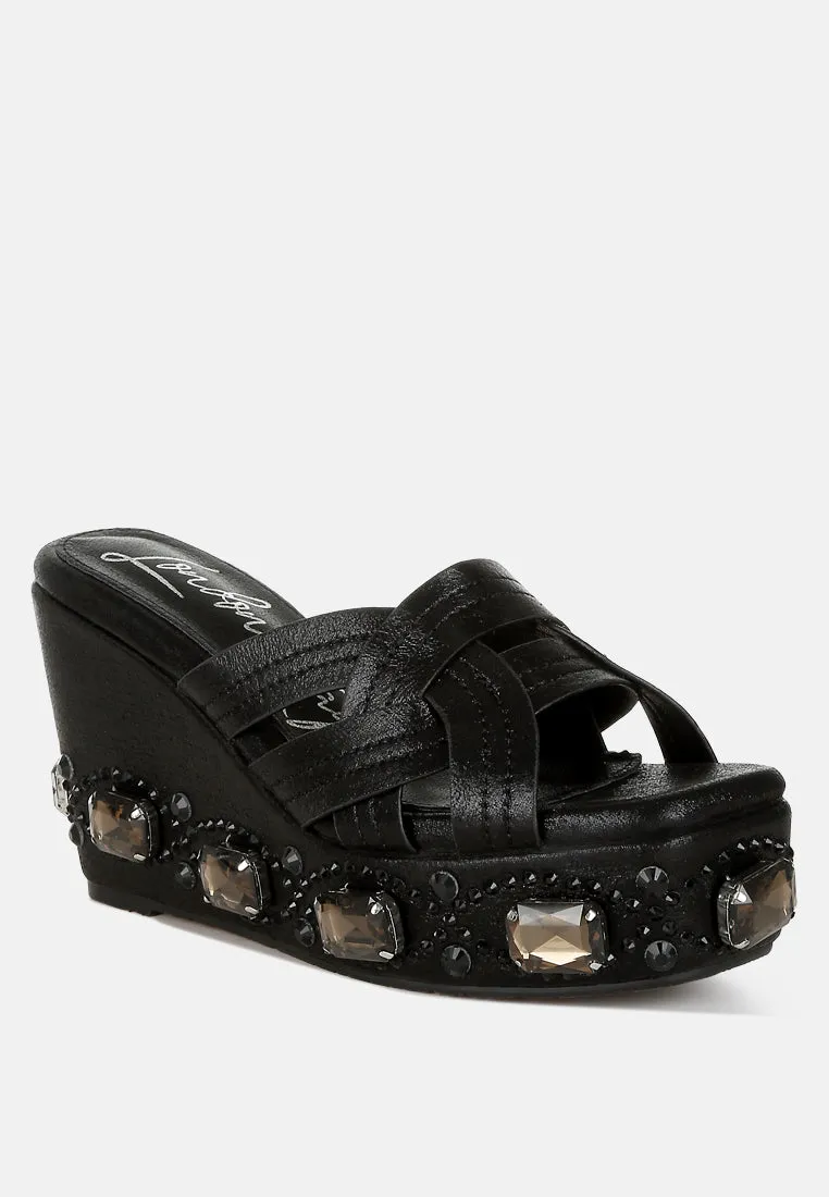 Chunky Diamante & Rhinestone Cut-Out Sandals by RUW