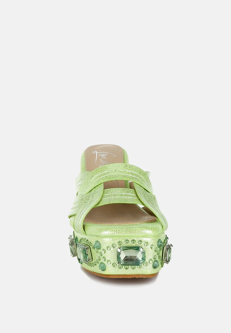 Chunky Diamante & Rhinestone Cut-Out Sandals by RUW