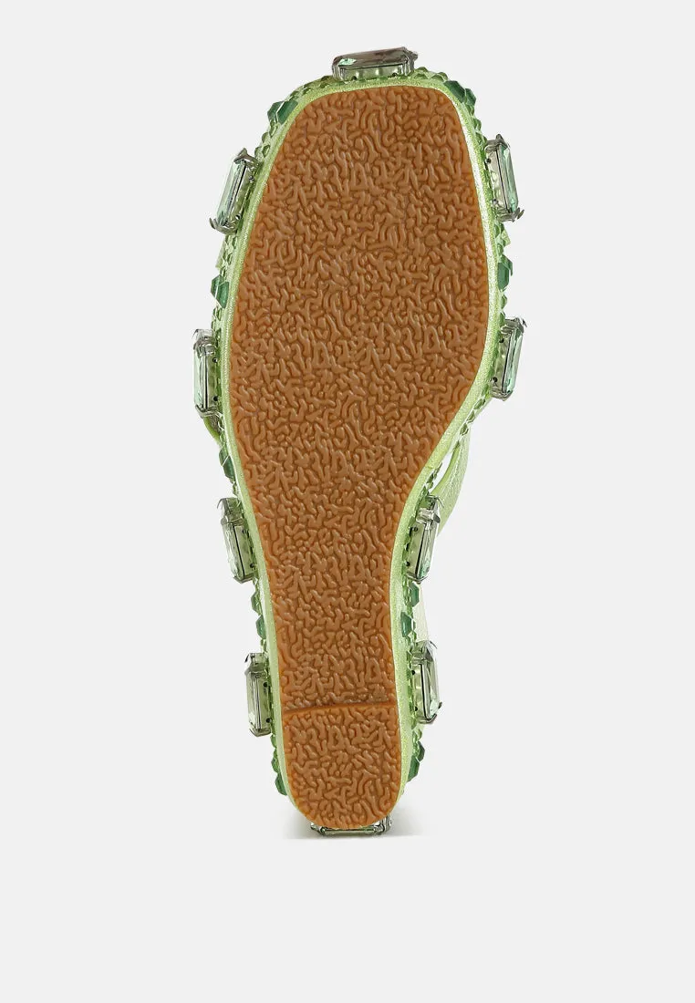 Chunky Diamante & Rhinestone Cut-Out Sandals by RUW