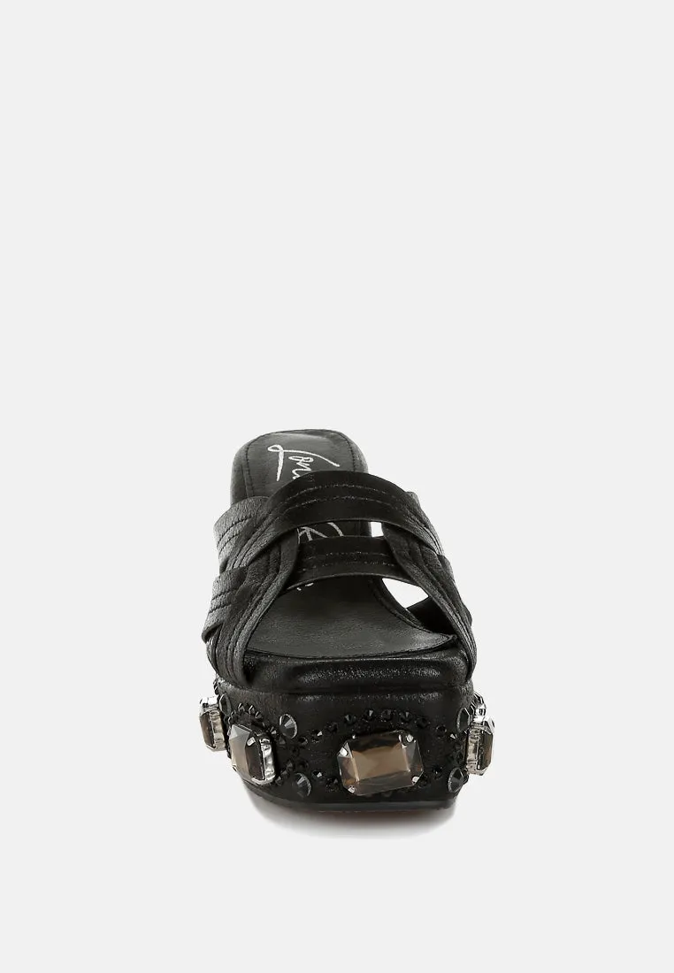 Chunky Diamante & Rhinestone Cut-Out Sandals by RUW