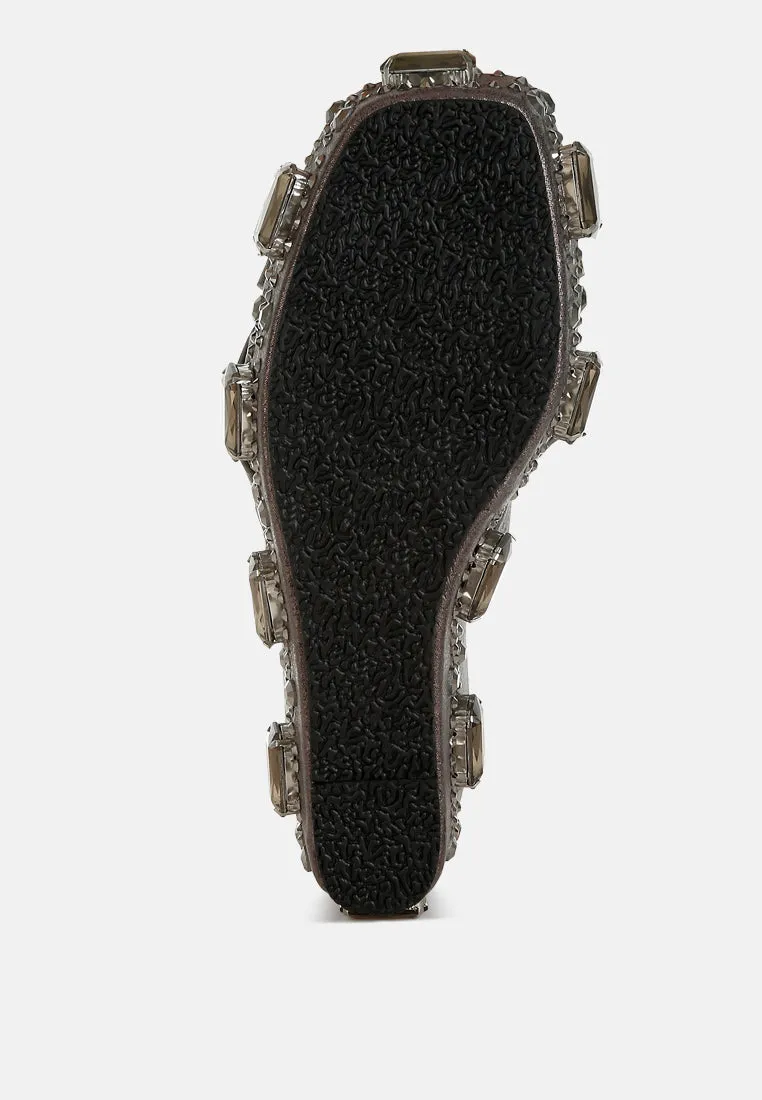 Chunky Diamante & Rhinestone Cut-Out Sandals by RUW