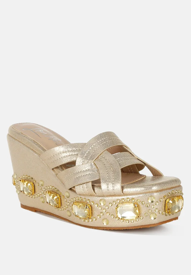 Chunky Diamante & Rhinestone Cut-Out Sandals by RUW