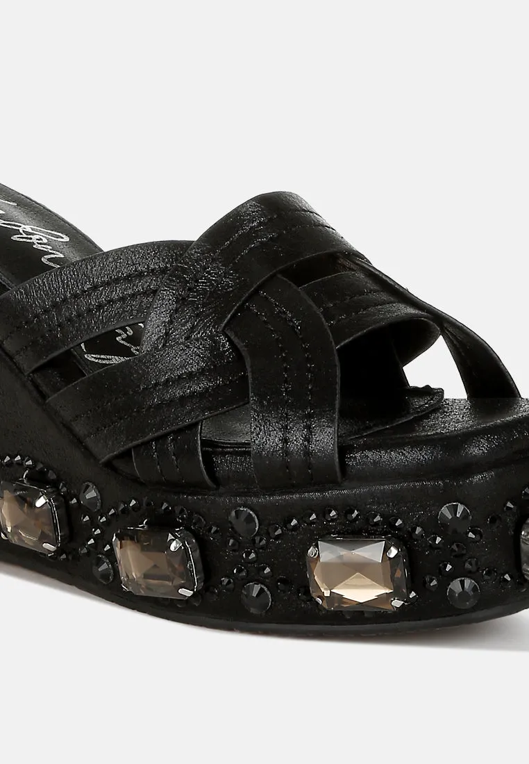 Chunky Diamante & Rhinestone Cut-Out Sandals by RUW
