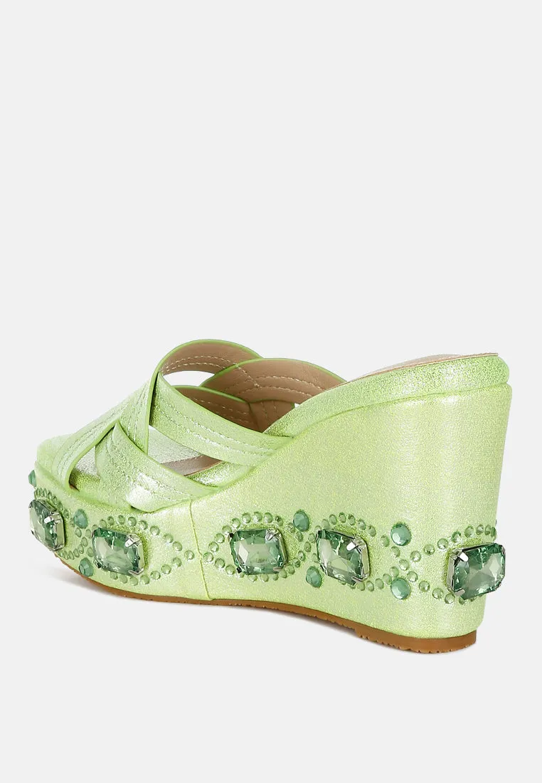 Chunky Diamante & Rhinestone Cut-Out Sandals by RUW