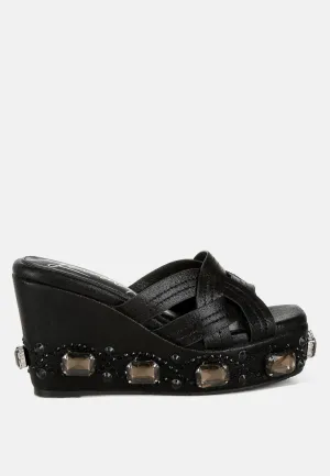 Chunky Diamante & Rhinestone Cut-Out Sandals by RUW