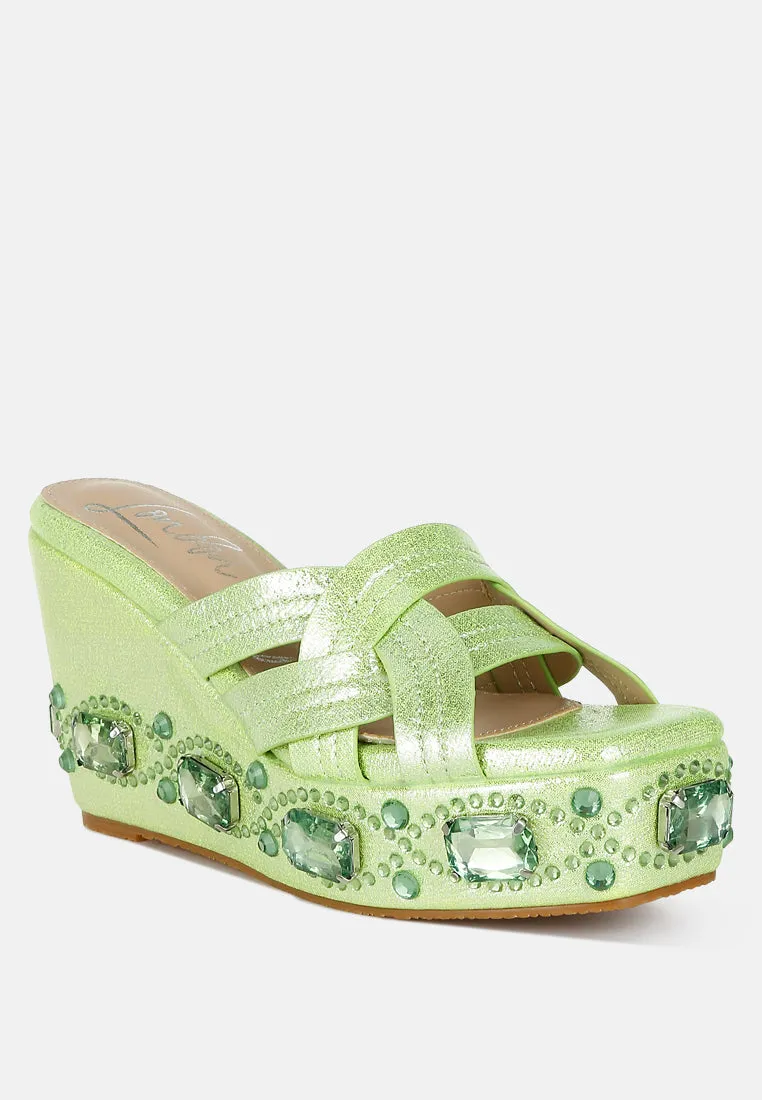 Chunky Diamante & Rhinestone Cut-Out Sandals by RUW
