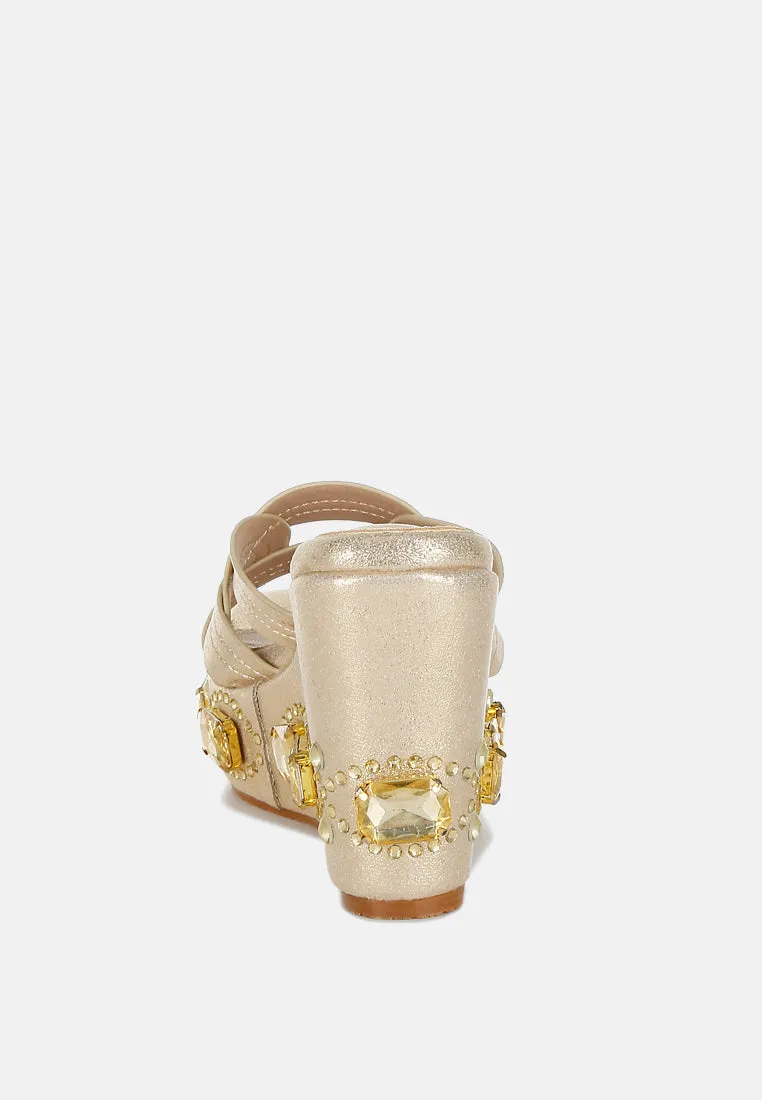 Chunky Diamante & Rhinestone Cut-Out Sandals by RUW