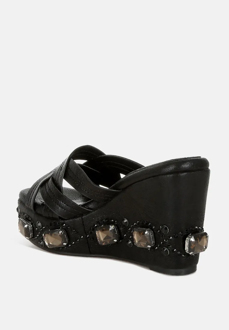 Chunky Diamante & Rhinestone Cut-Out Sandals by RUW