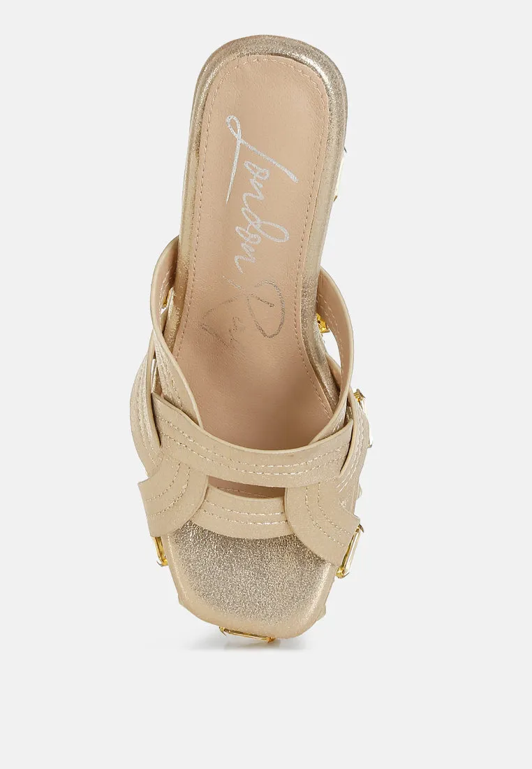 Chunky Diamante & Rhinestone Cut-Out Sandals by RUW