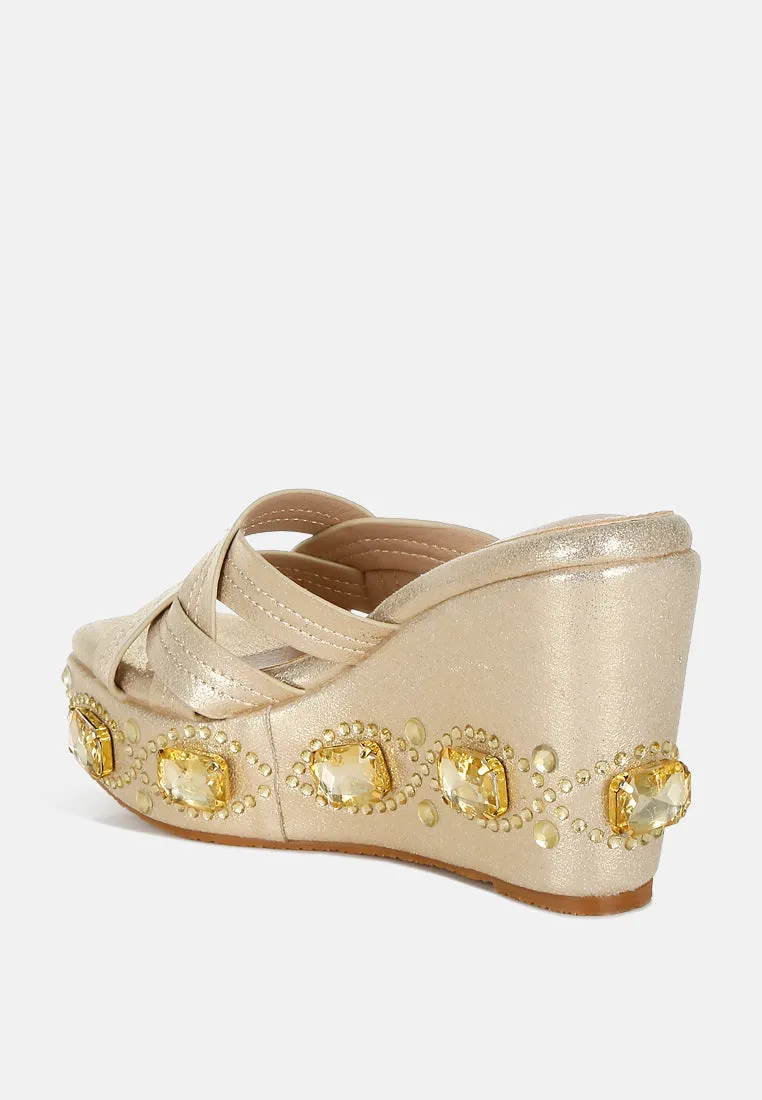Chunky Diamante & Rhinestone Cut-Out Sandals by RUW