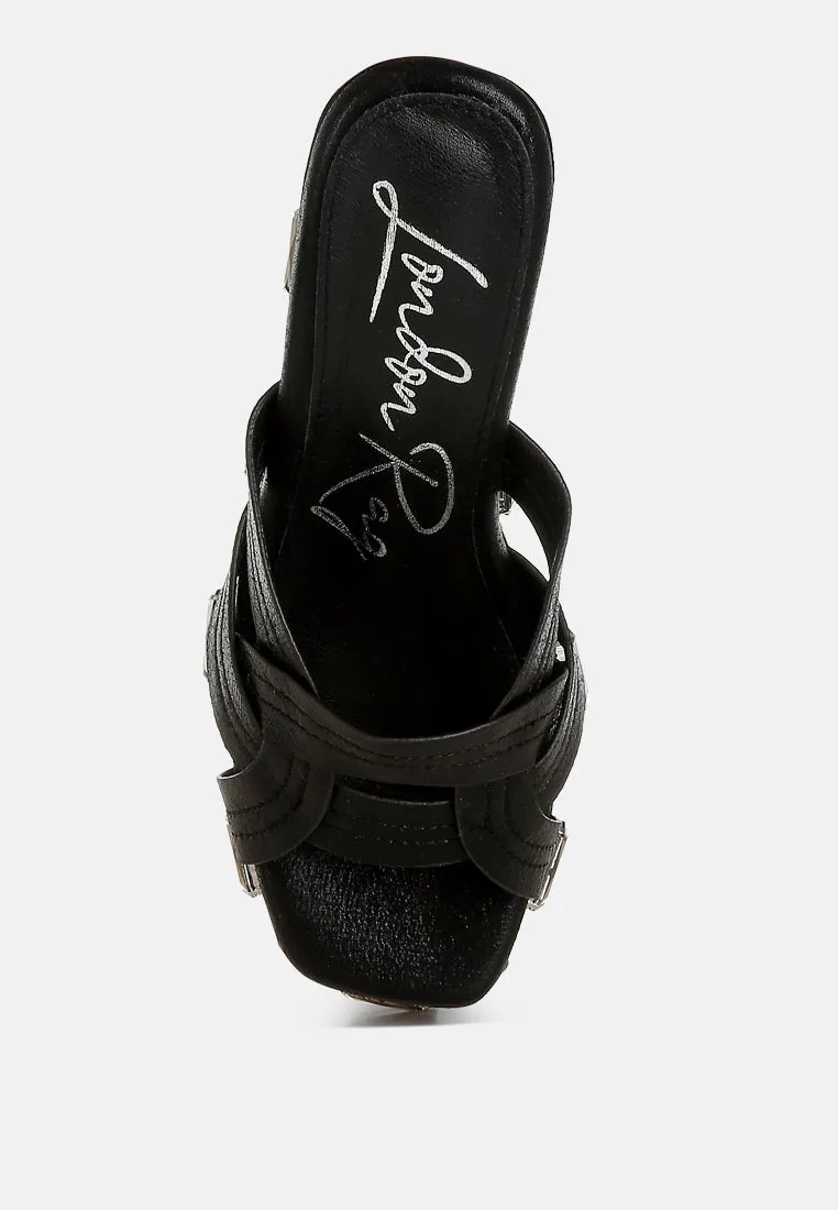 Chunky Diamante & Rhinestone Cut-Out Sandals by RUW