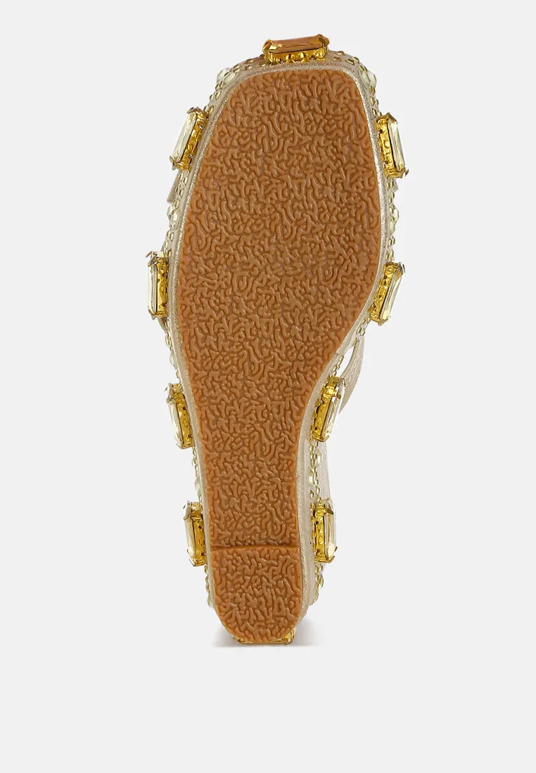 Chunky Diamante & Rhinestone Cut-Out Sandals by RUW