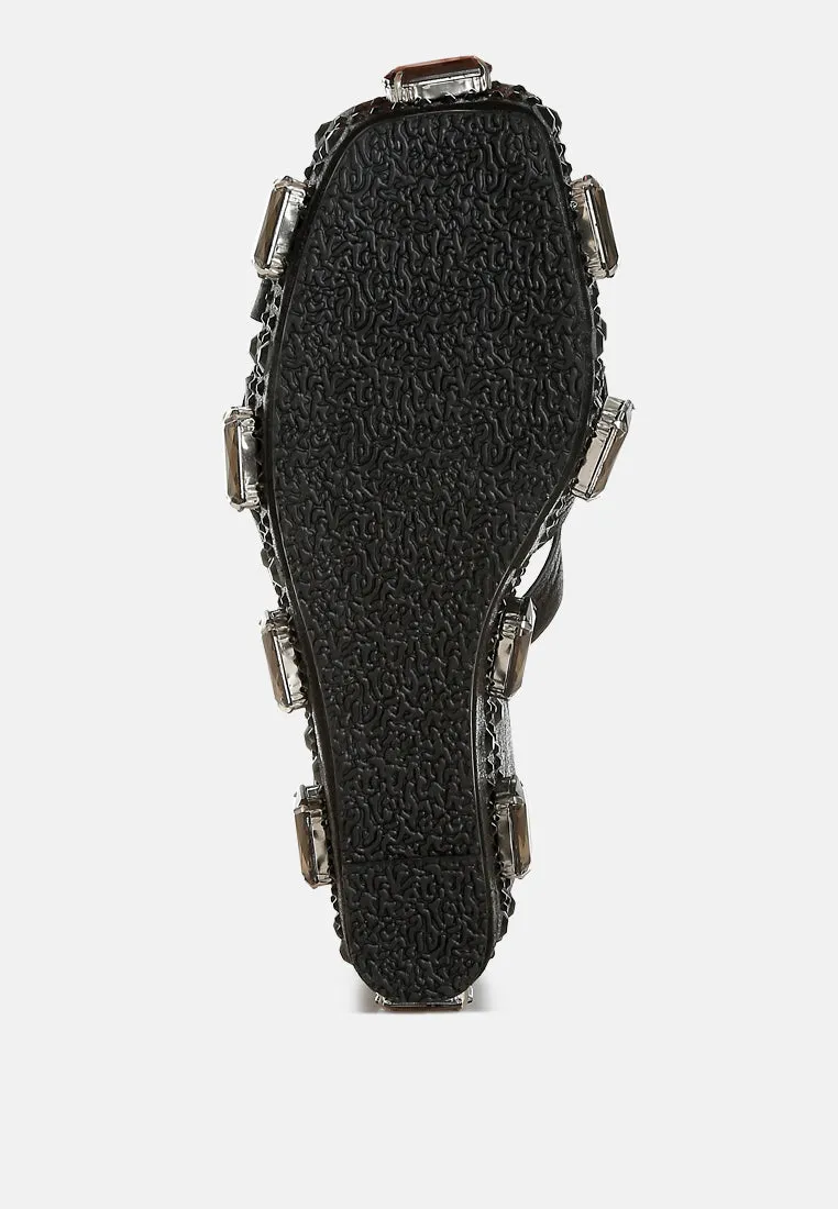 Chunky Diamante & Rhinestone Cut-Out Sandals by RUW