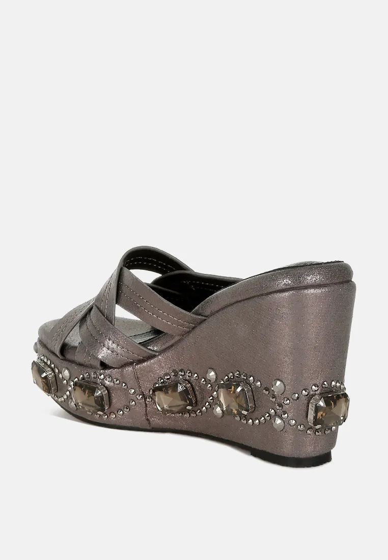 Chunky Diamante & Rhinestone Cut-Out Sandals by RUW