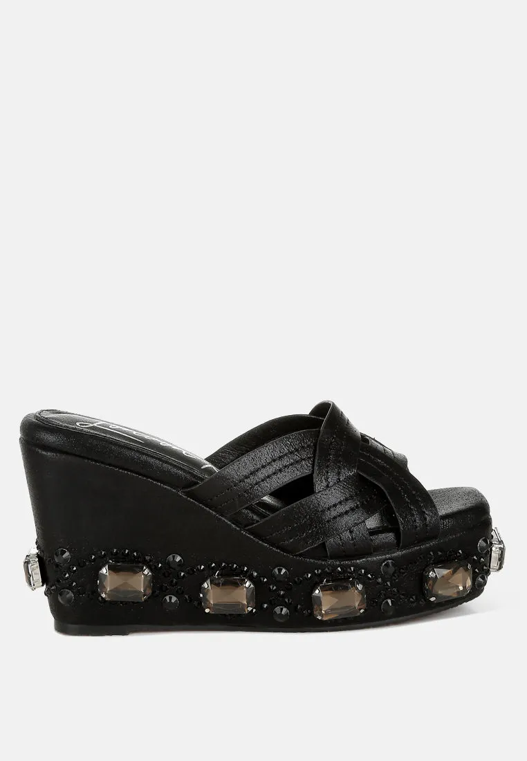 Chunky Diamante & Rhinestone Cut-Out Sandals by RUW