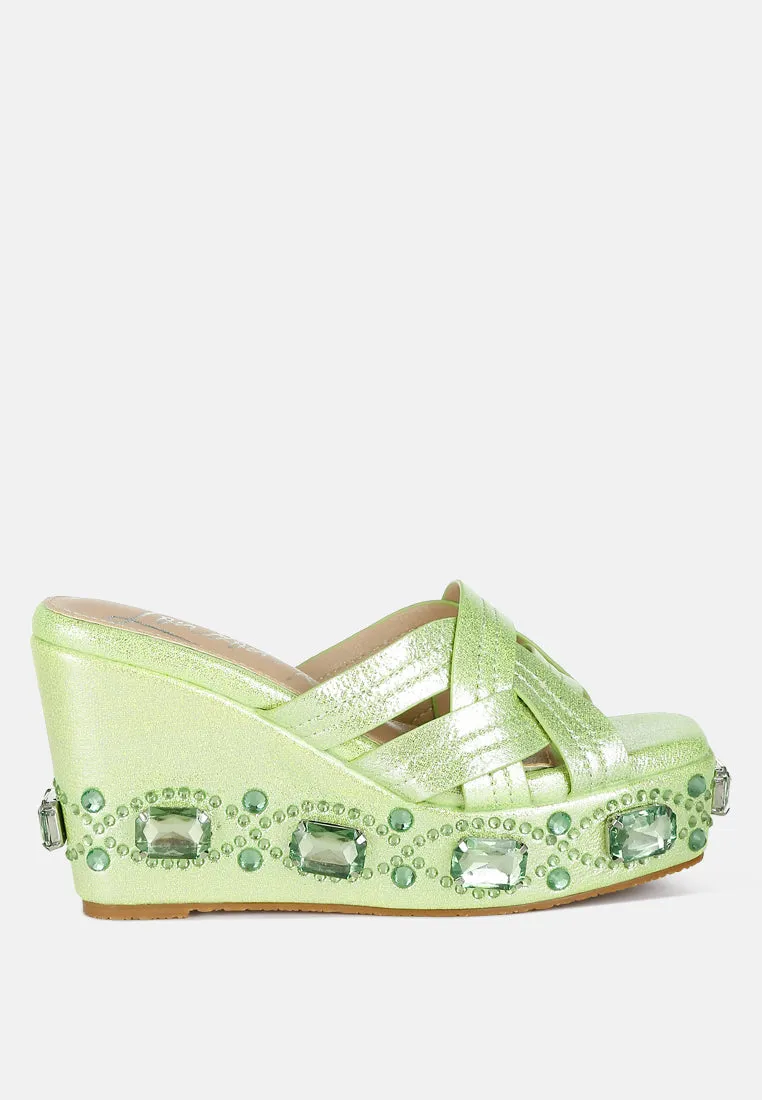 Chunky Diamante & Rhinestone Cut-Out Sandals by RUW