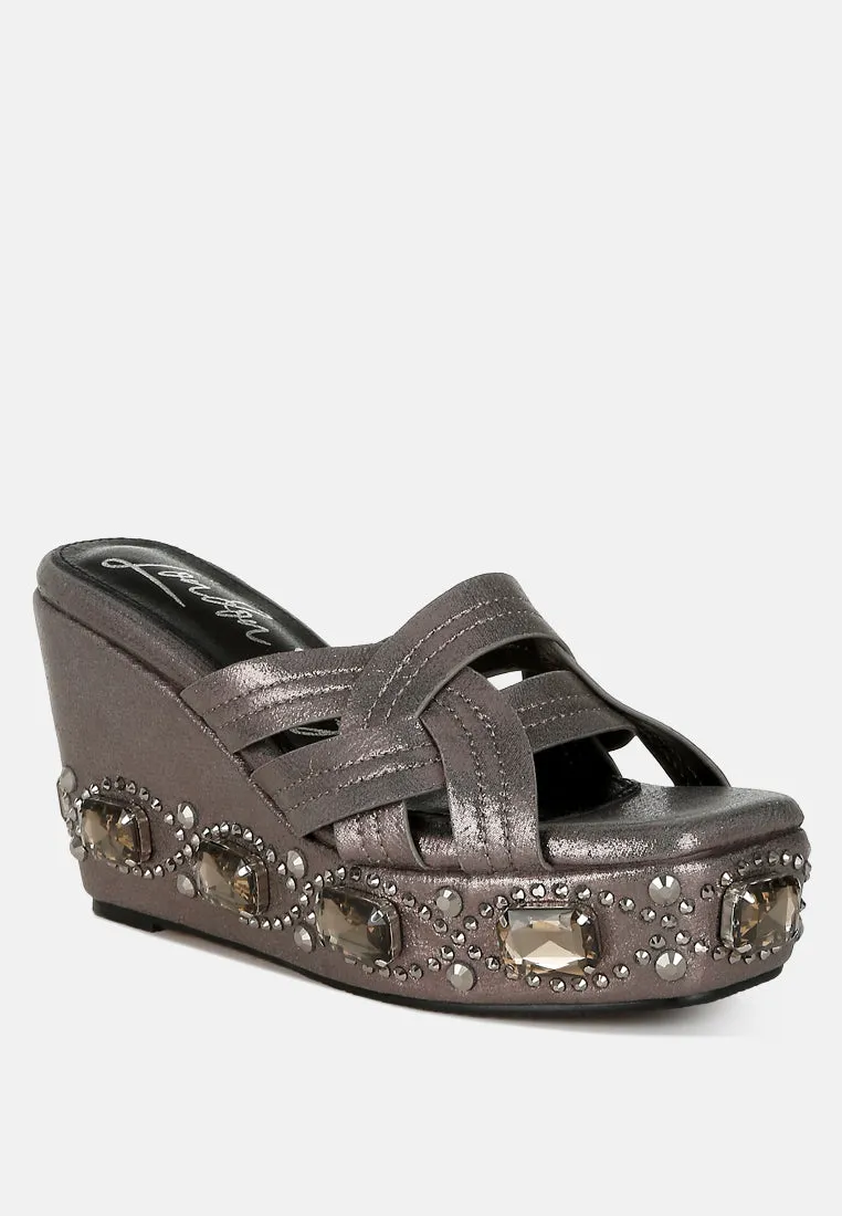 Chunky Diamante & Rhinestone Cut-Out Sandals by RUW