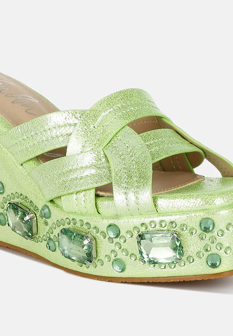 Chunky Diamante & Rhinestone Cut-Out Sandals by RUW