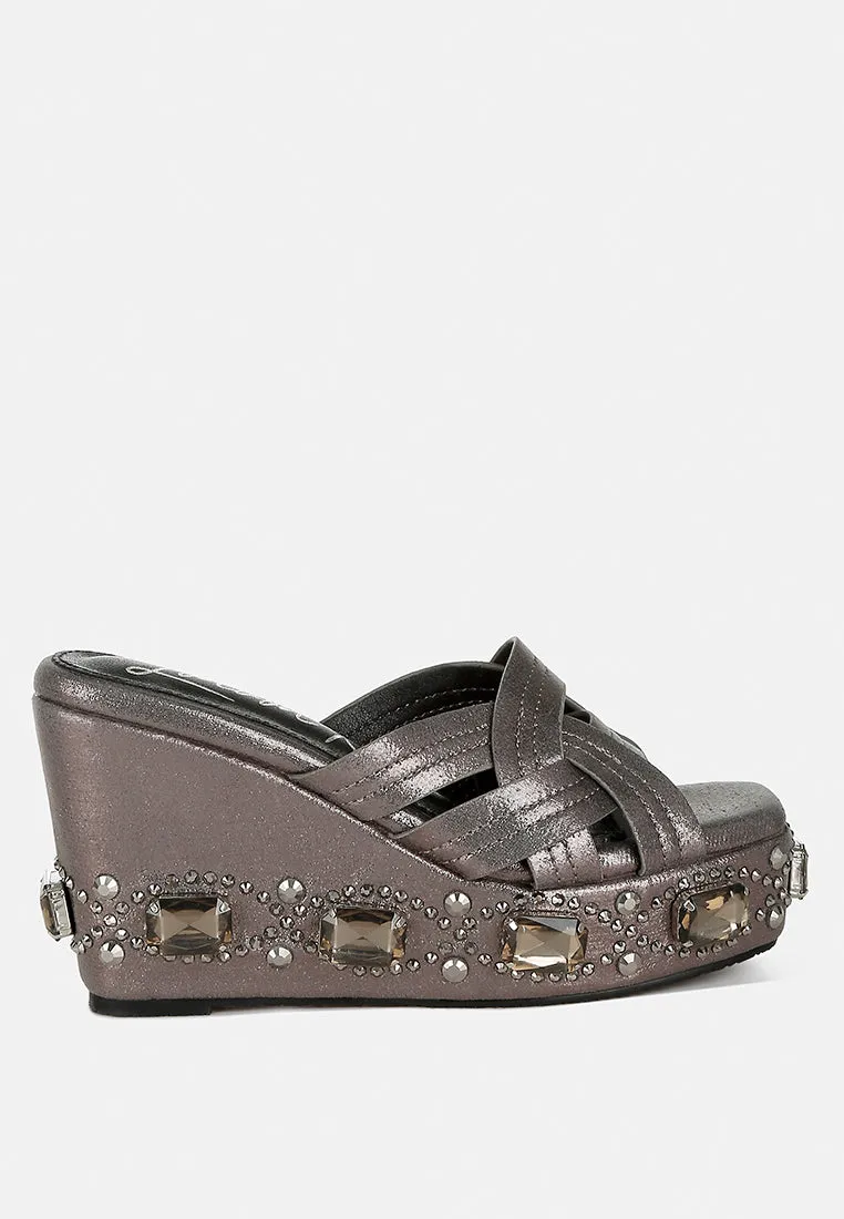 Chunky Diamante & Rhinestone Cut-Out Sandals by RUW
