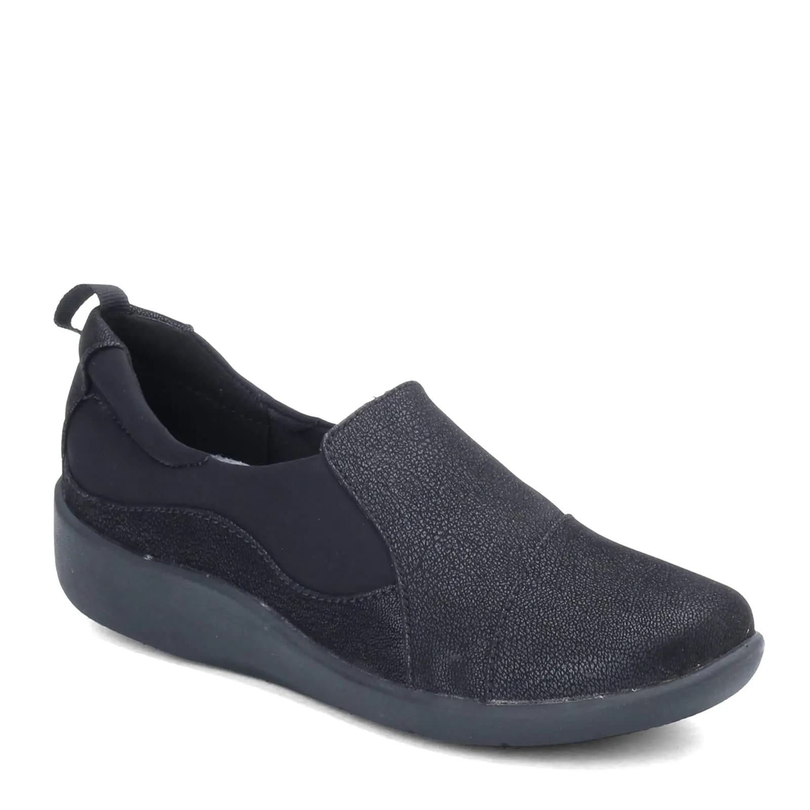Clarks Women's CloudSteppers Sillian Paz Slip-On Loafer, Black Synthetic Nubuck, 7 M US