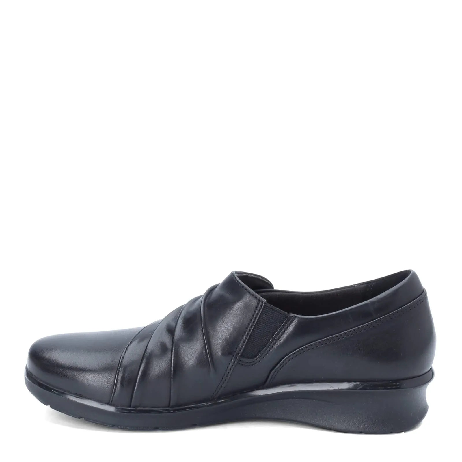 Clarks womens Hope Roxanne Loafer, Black Leather, 6.5 Wide US