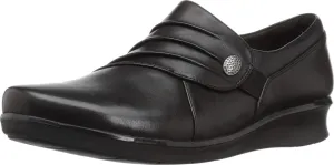 Clarks womens Hope Roxanne Loafer, Black Leather, 6.5 Wide US