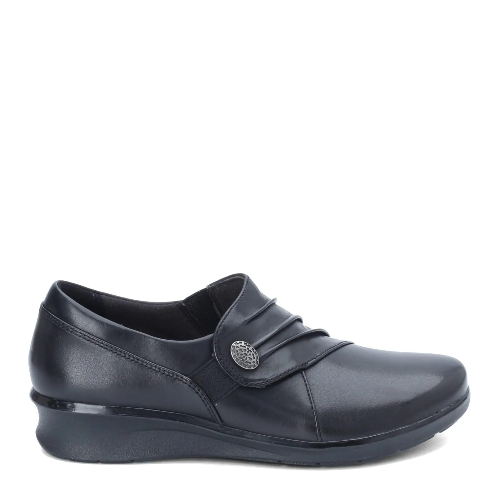 Clarks womens Hope Roxanne Loafer, Black Leather, 6.5 Wide US
