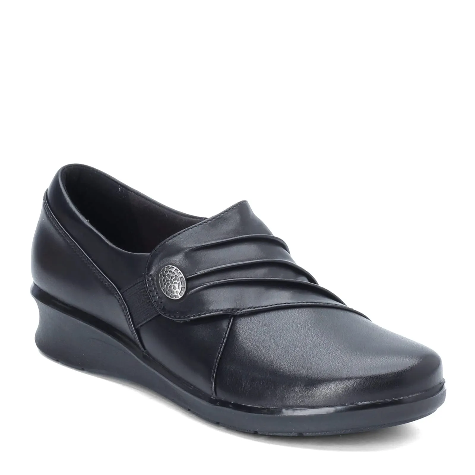 Clarks womens Hope Roxanne Loafer, Black Leather, 6.5 Wide US
