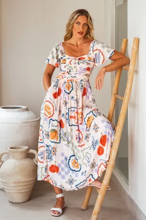 Clemente Gathered Midi Dress