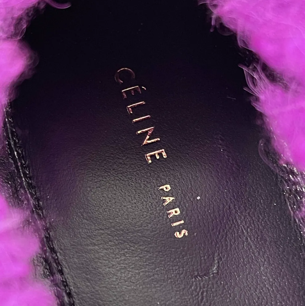 Céline - New w/o Tags - Phoebe Philo Shearling Loafer Flats - Fuchsia - 37- US 7