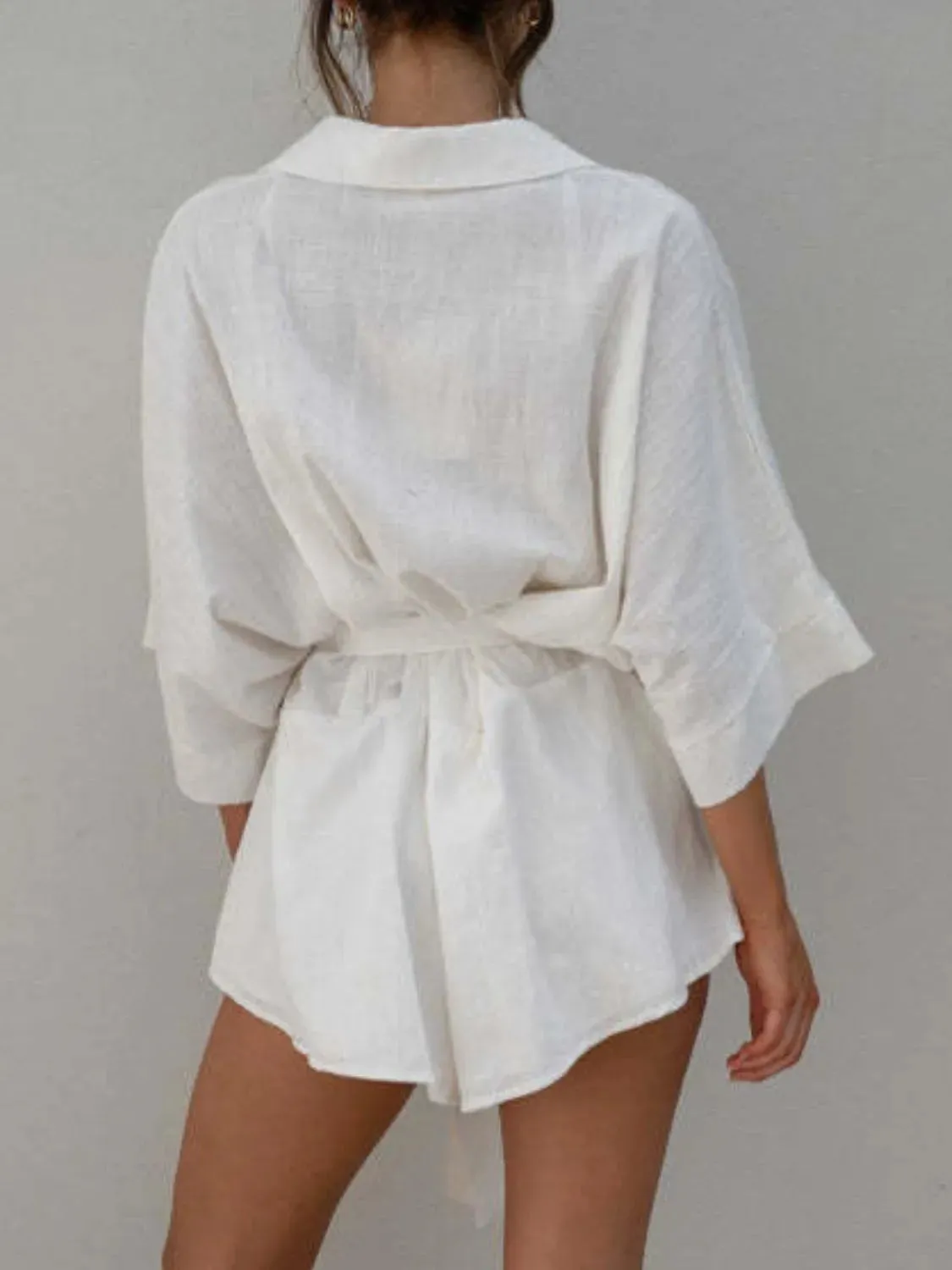 Collared Neck Half Sleeve Romper