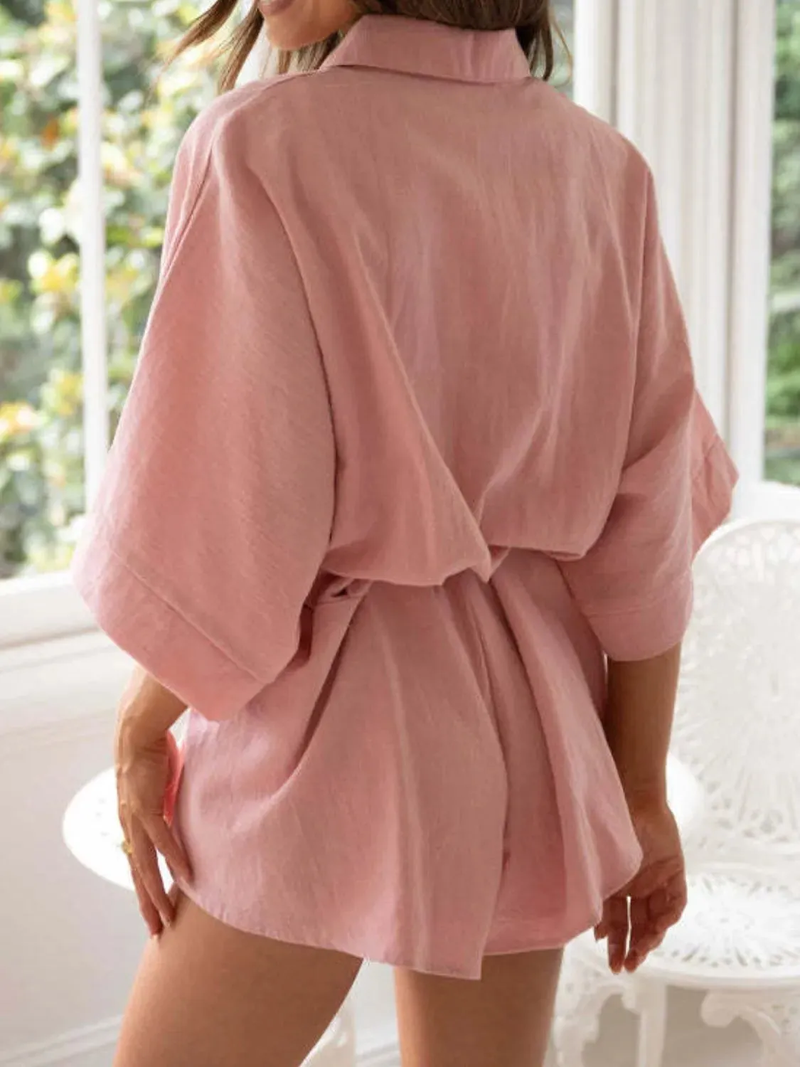 Collared Neck Half Sleeve Romper