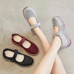 Comfortable Casual Retro Slip-On Sneakers with Knitted Design