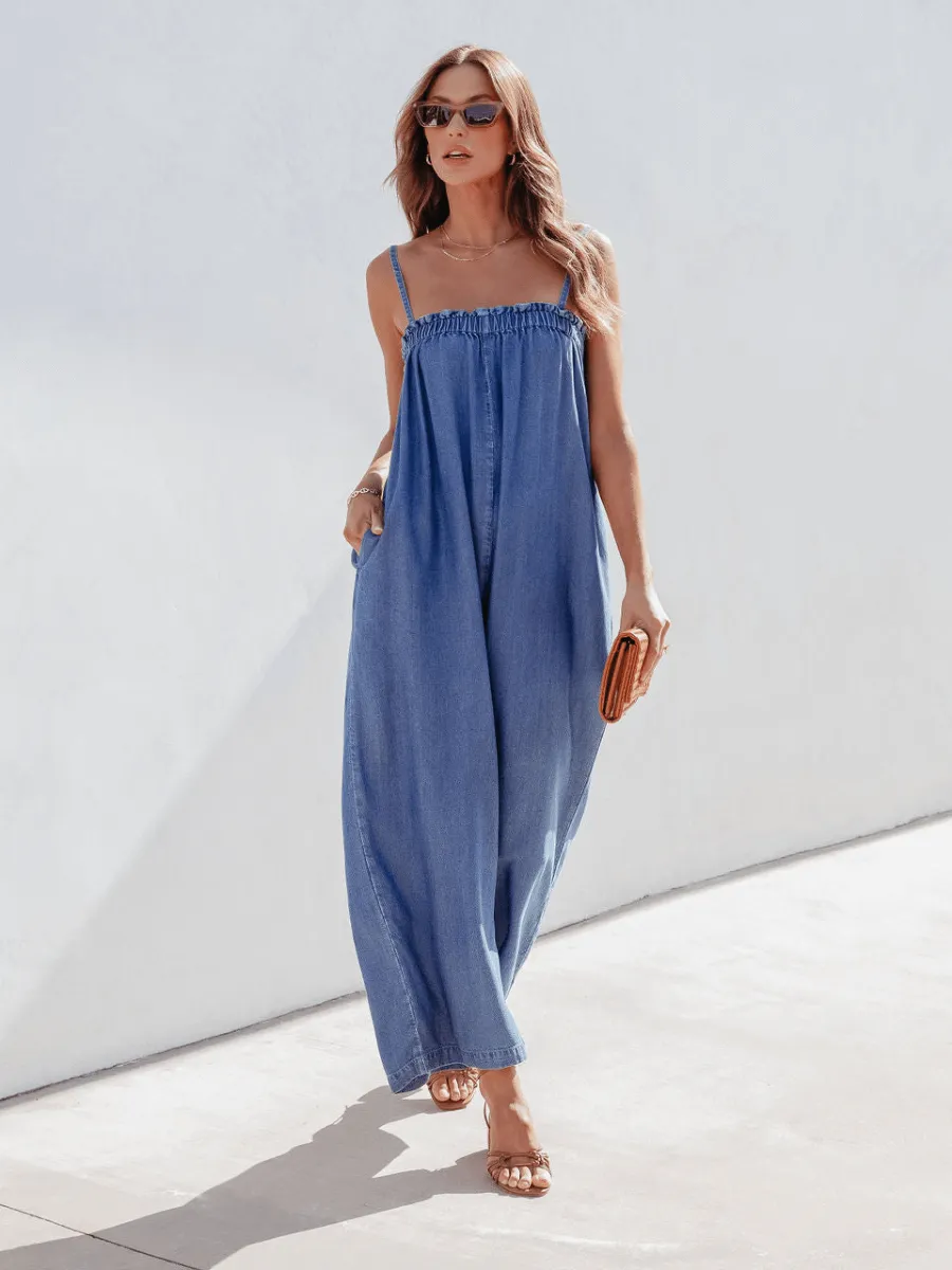 CORONADO SIDE POCKETED DENIM JUMPSUIT