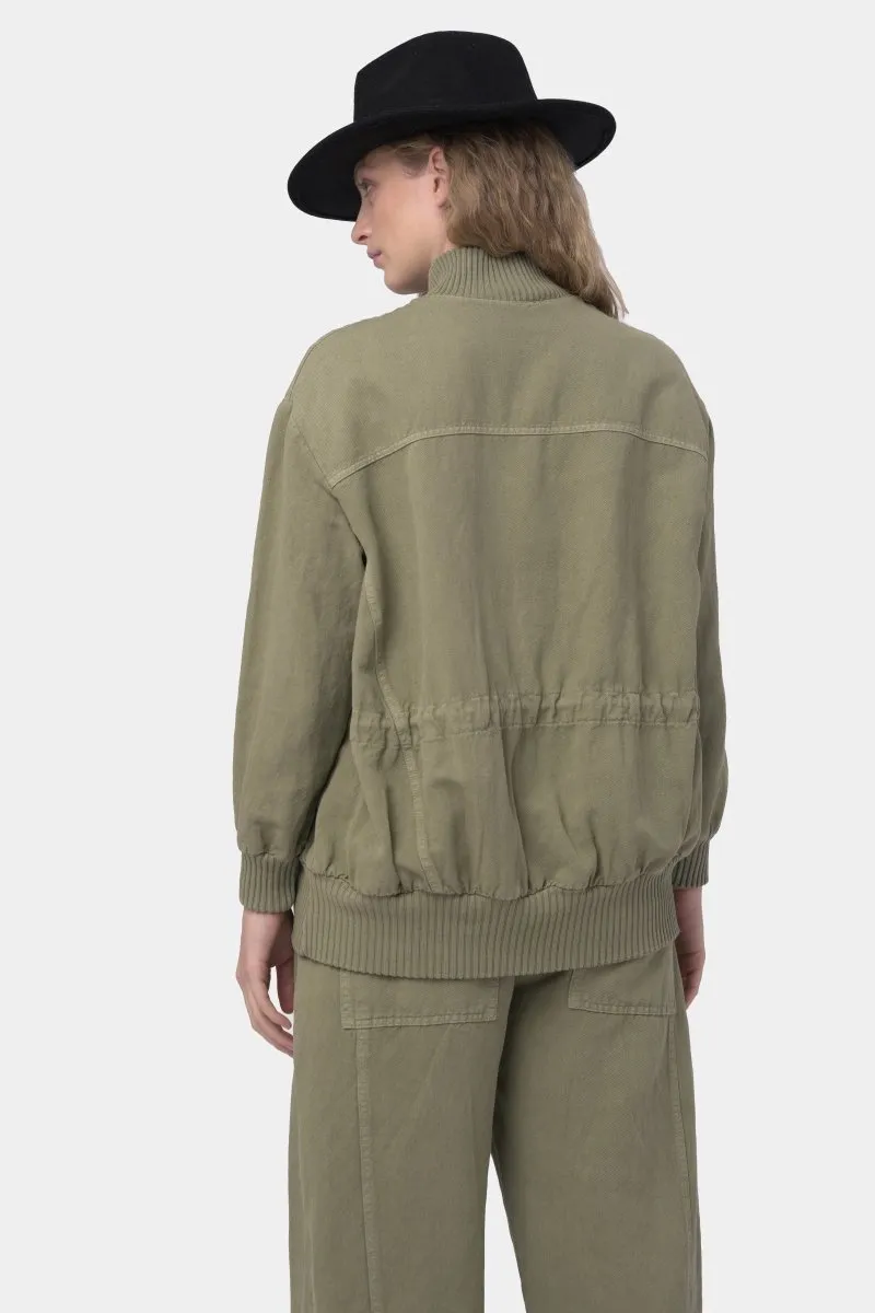 Cotton Linen Cargo Bomber Jacket