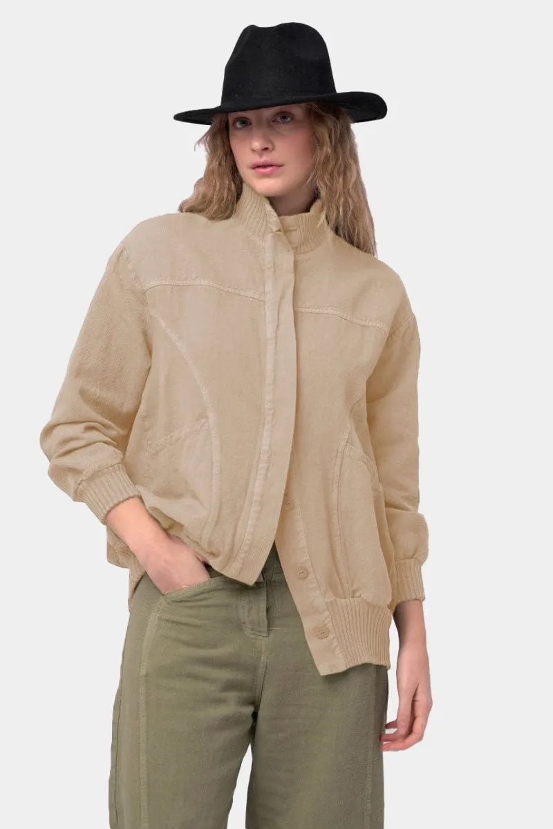Cotton Linen Cargo Bomber Jacket
