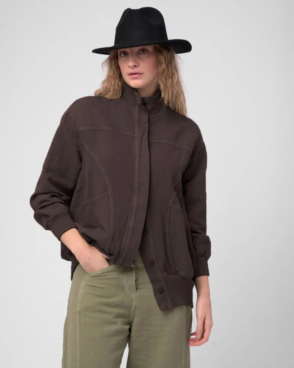 Cotton Linen Cargo Bomber Jacket