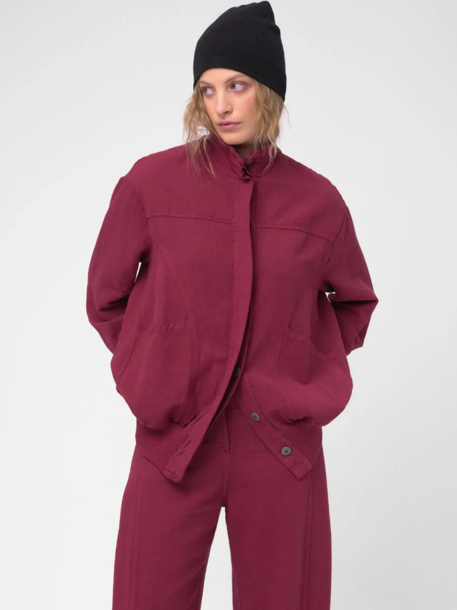 Cotton Linen Cargo Bomber Jacket