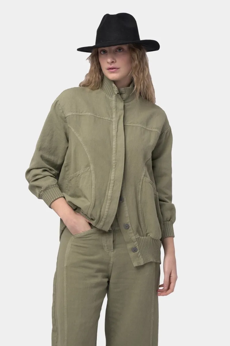 Cotton Linen Cargo Bomber Jacket