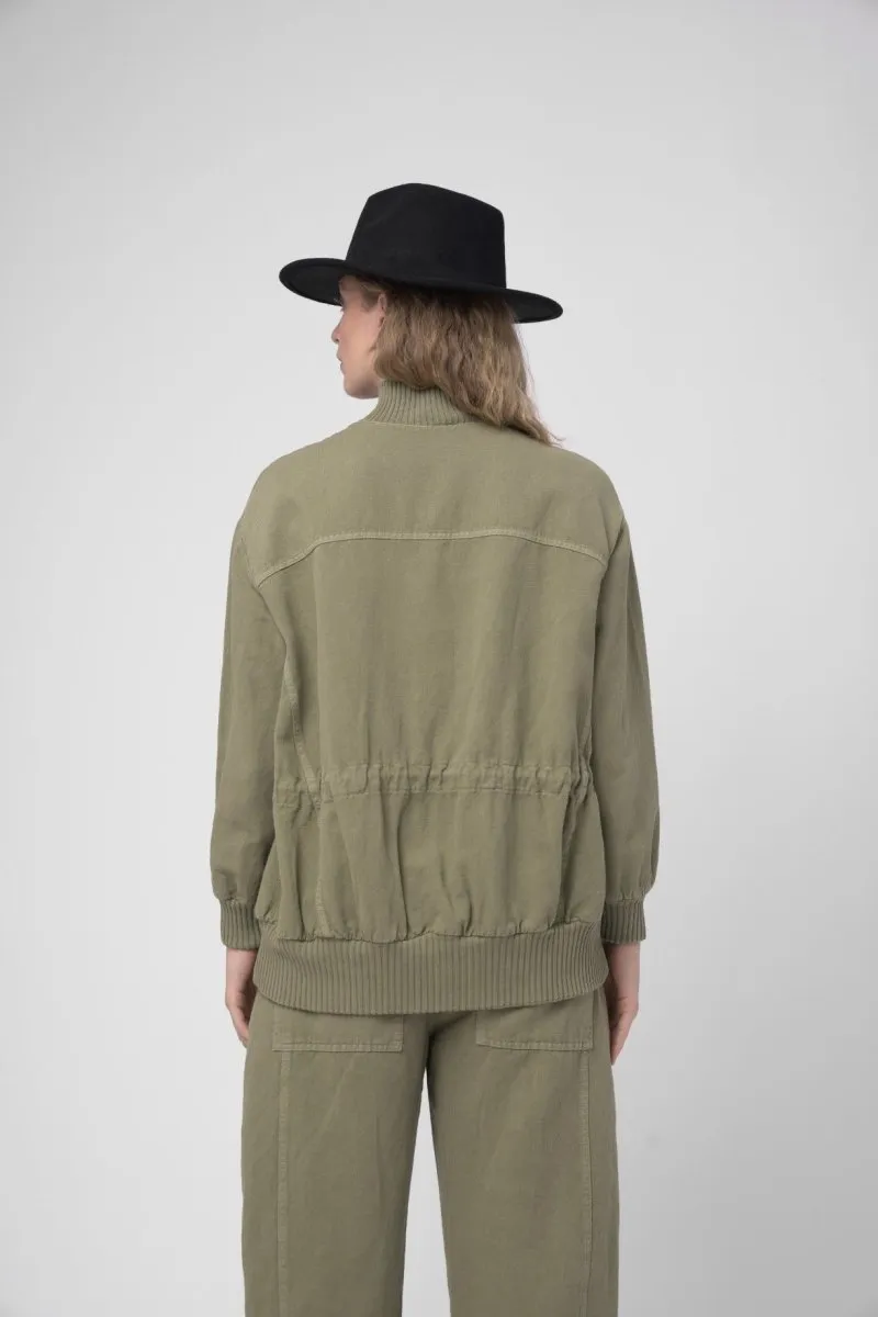 Cotton Linen Cargo Bomber Jacket