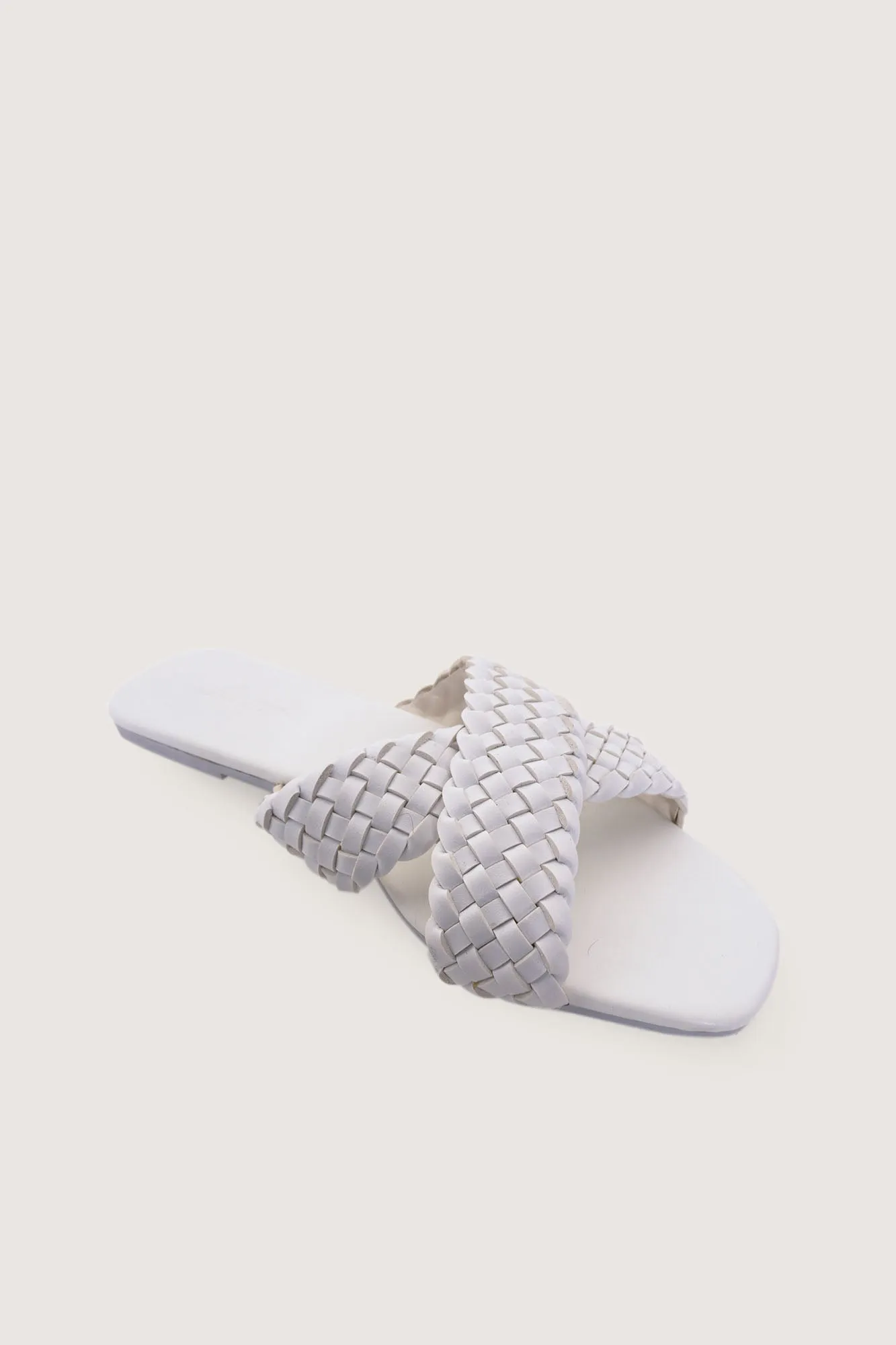 Criss Cross Braided Strap Slide Sandals